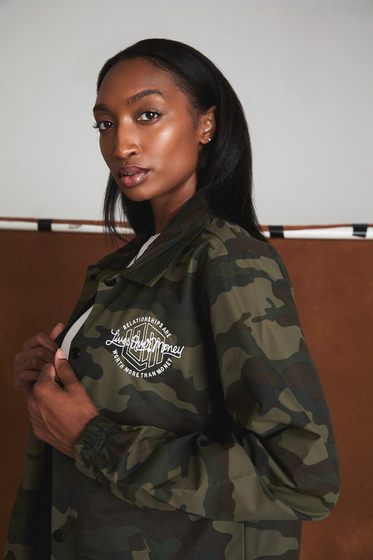 Camo Coach Jacket – "Relationships Are Worth More Than Money"