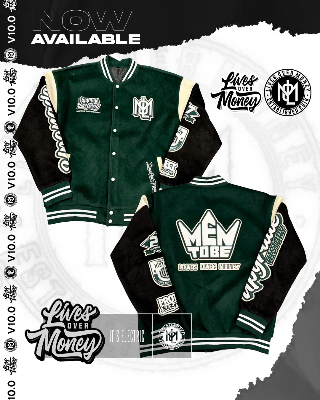Green LivesOverMoney Varsity Jacket