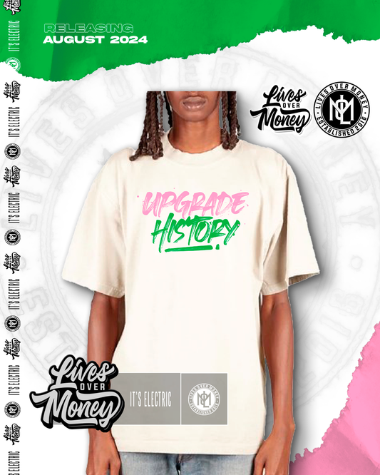 Cream Pink & Green Upgrade History T-Shirt